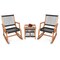 3 Pieces Acacia Wood Rocking Bistro Set with Hand-Woven Plastic Rope